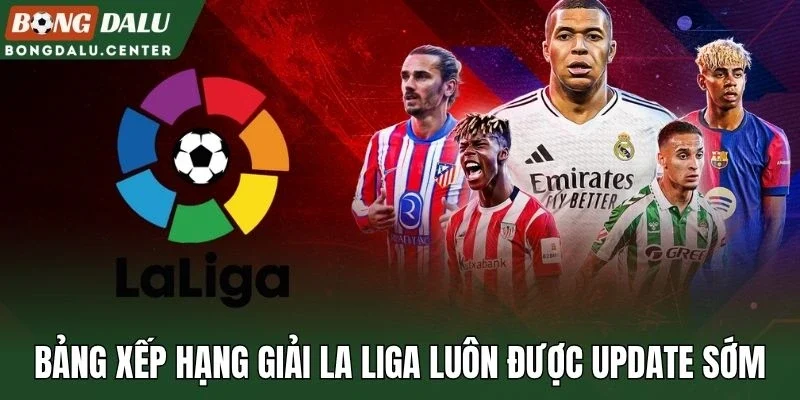 Bảng xếp hạng giải La Liga luôn được update sớm
