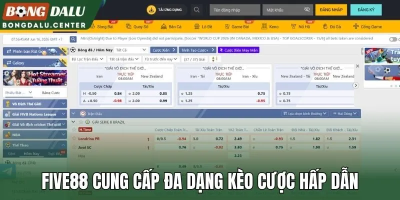 Five88 cung cấp đa dạng kèo cược hấp dẫn
