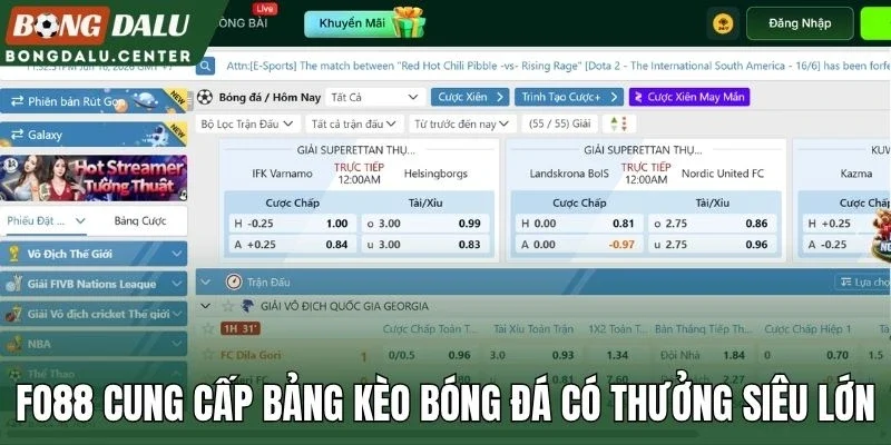 Fo88 cung cấp bảng kèo bóng đá có thưởng siêu lớn