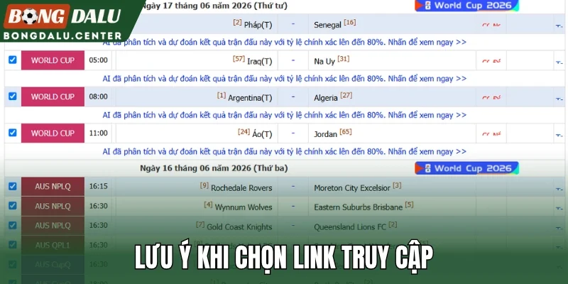 Lưu ý khi chọn link truy cập