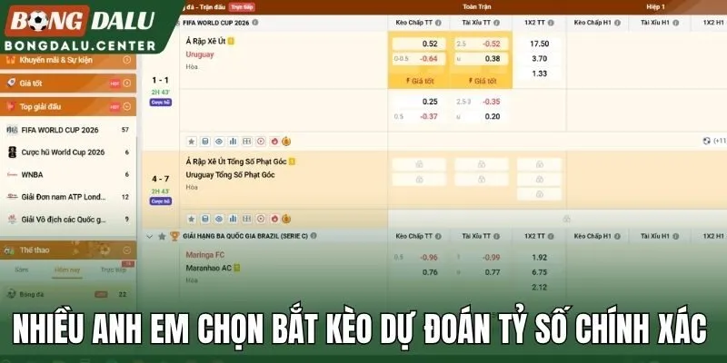 Nhiều anh em chọn bắt kèo dự đoán tỷ số chính xác