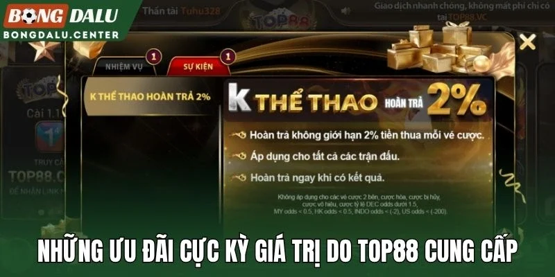 Những ưu đãi cực kỳ giá trị do Top88 cung cấp