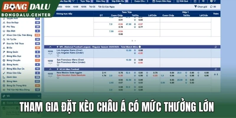 Tham gia đặt kèo châu Á có mức thưởng lớn