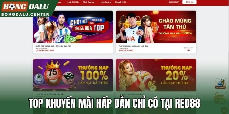 Top khuyến mãi hấp dẫn chỉ có tại Red88