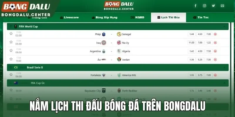 Nắm lịch thi đấu bóng đá trên Bongdalu