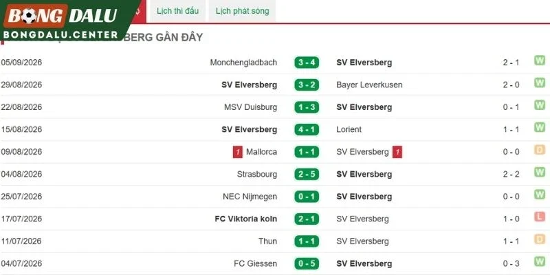 Phong độ gần đây của Elversberg